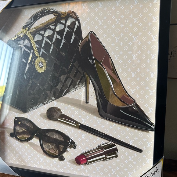 Luxury Designer Wall Art Decor Black Fashion Set 14x14” Framed Plexiglass NWT - Picture 6 of 7